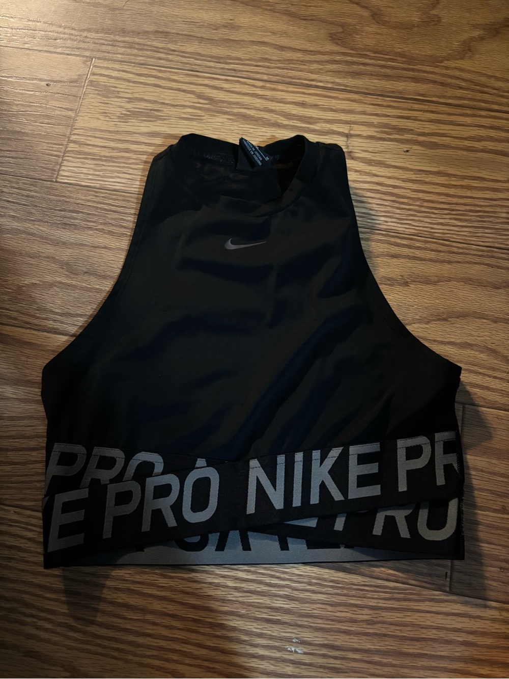 Nike Black Cropped High-Neck Performance Top